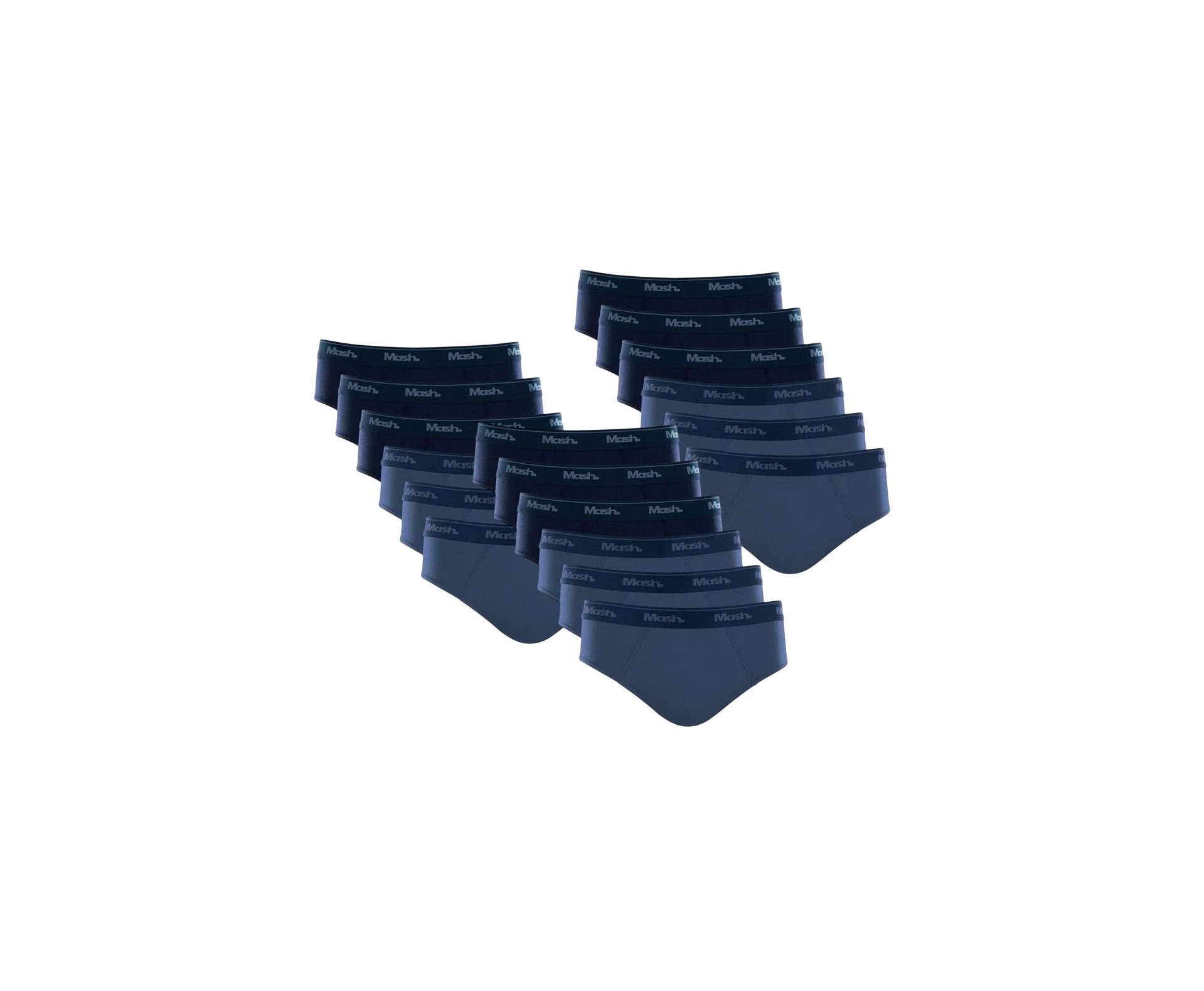 Kit 18 Cuecas Slip Algodão Mash Original - Azul - TAM G