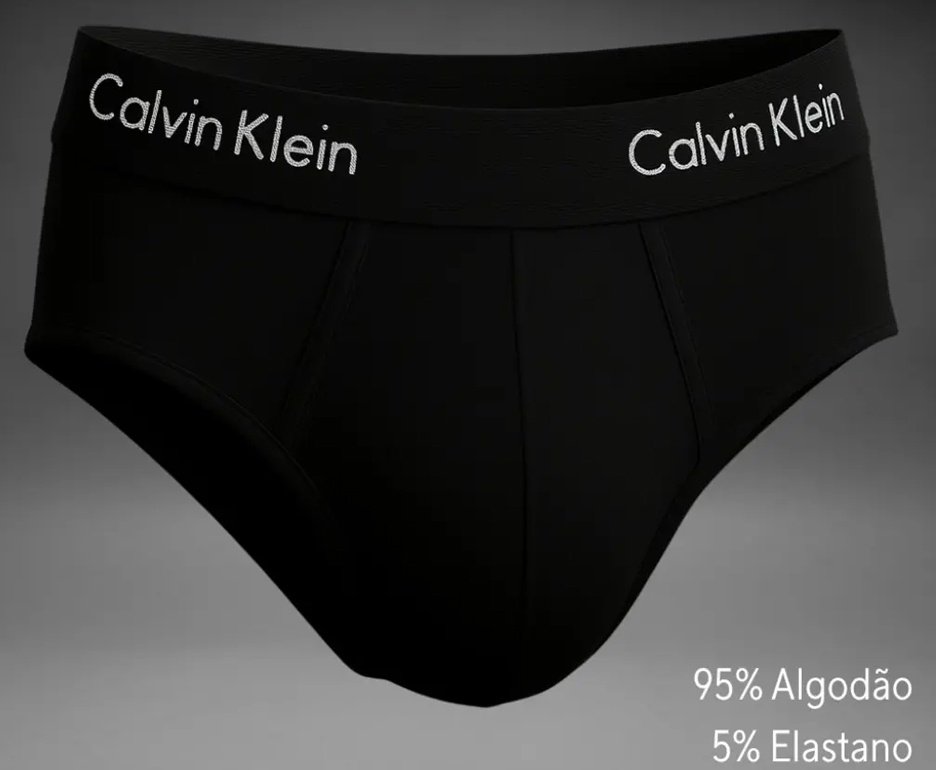 Kit 2 Cueca Calvin Klein Brief Cotton CK C13.01 - Preta