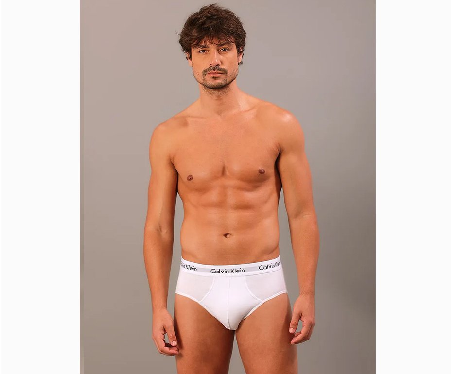 Kit 2 Cuecas Calvin Klein Brief Cotton CK C13.01- Branca