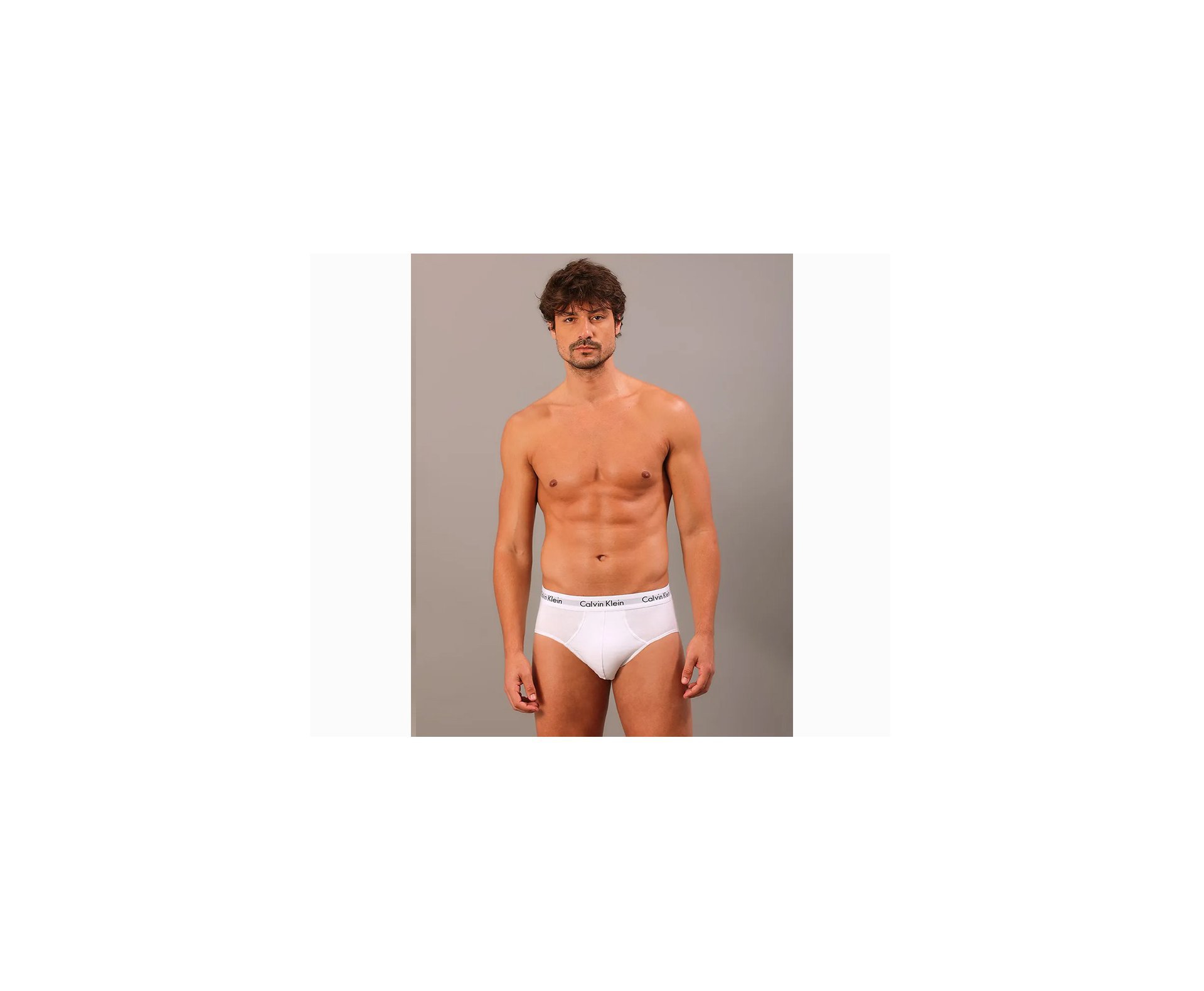 Kit 2 Cuecas Calvin Klein Brief Cotton CK C13.01- Branca