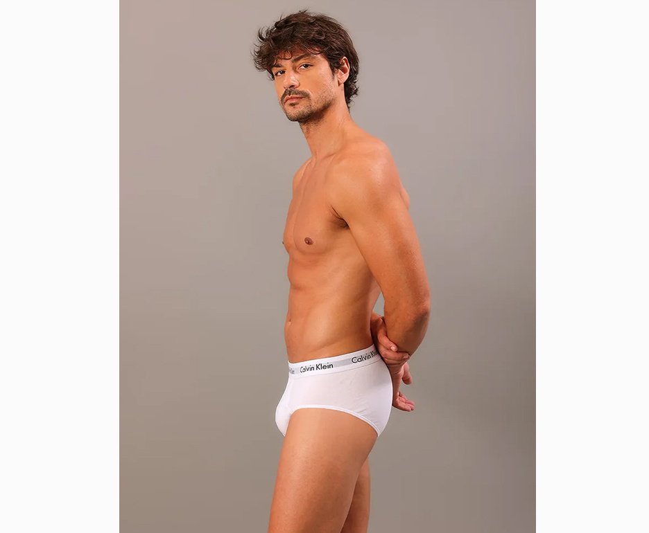 Kit 2 Cuecas Calvin Klein Brief Cotton CK C13.01- Branca