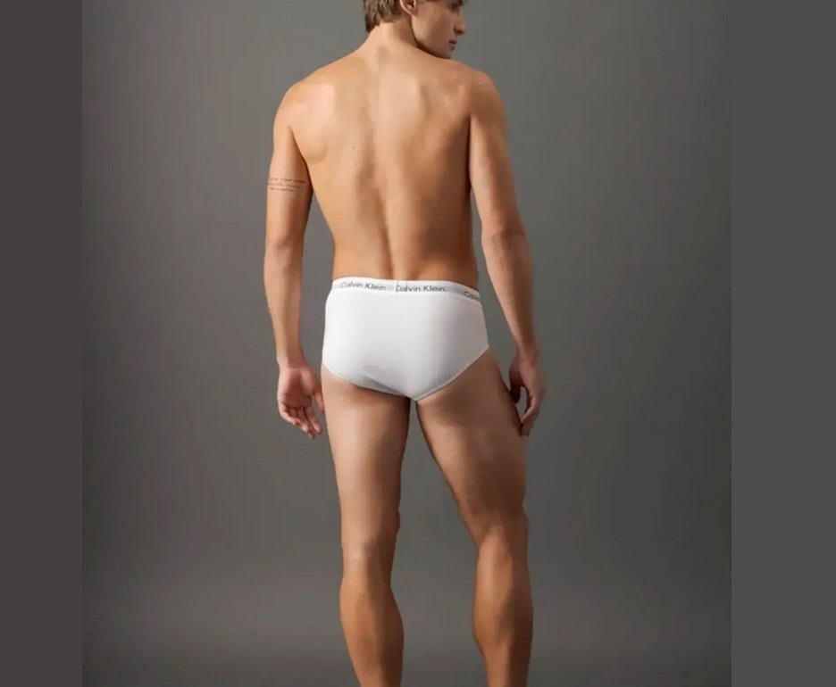 Kit 2 Cuecas Calvin Klein Brief Cotton CK C13.01- Branca