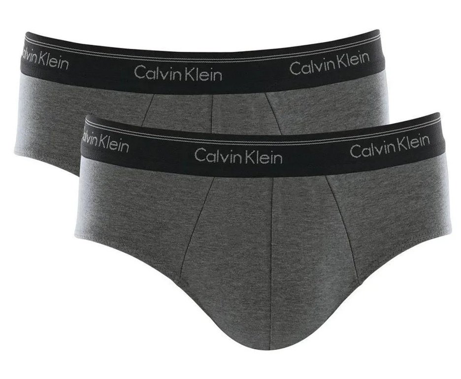 Kit 2 Cuecas Calvin Klein Slip Brief de Cotton Mescla Grafite