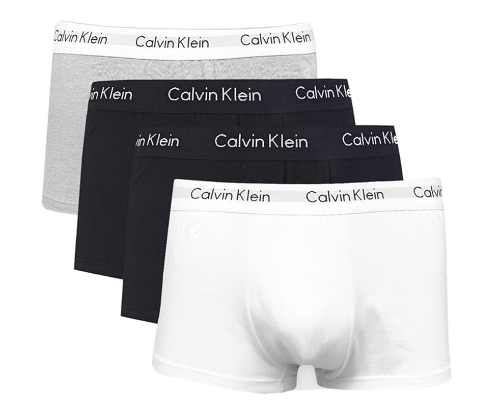 Kit 4 Cuecas Calvin Klein Boxer Low Rise Trunk de Cotton Preto/Branco/Cinza