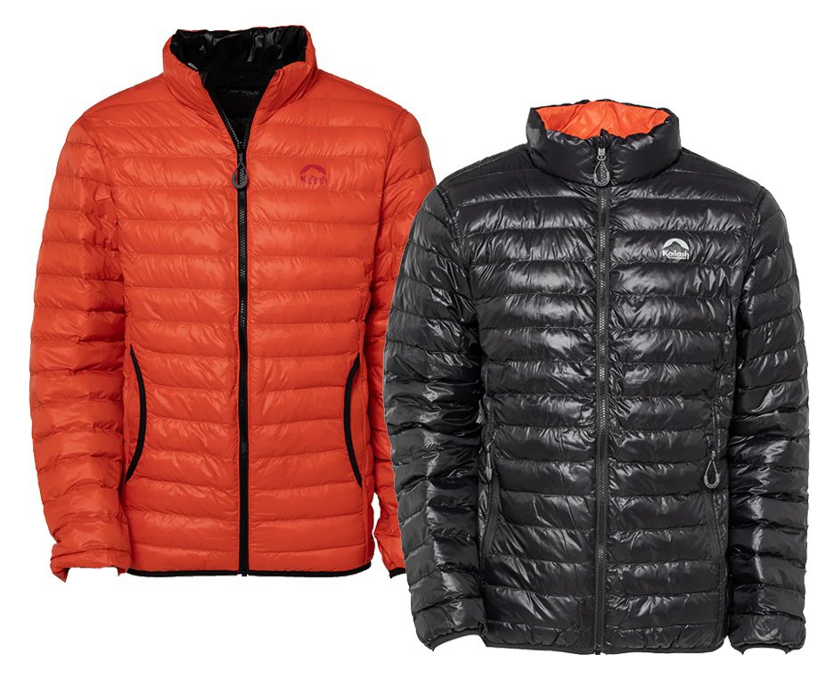 Jaqueta Puffer Kailash Dupla Face Pluma Ganso Masculina - Preto/Laranja Escuro