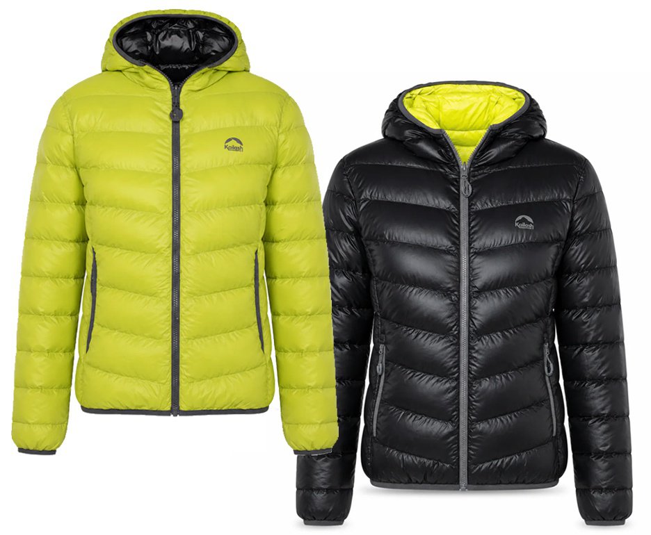 Jaqueta Puffer Kailash Double Patagonia Feminina - Preto/Verde Limão