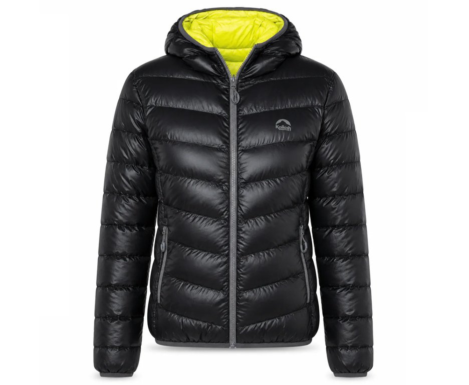 Jaqueta Puffer Kailash Double Patagonia Feminina - Preto/Verde Limão
