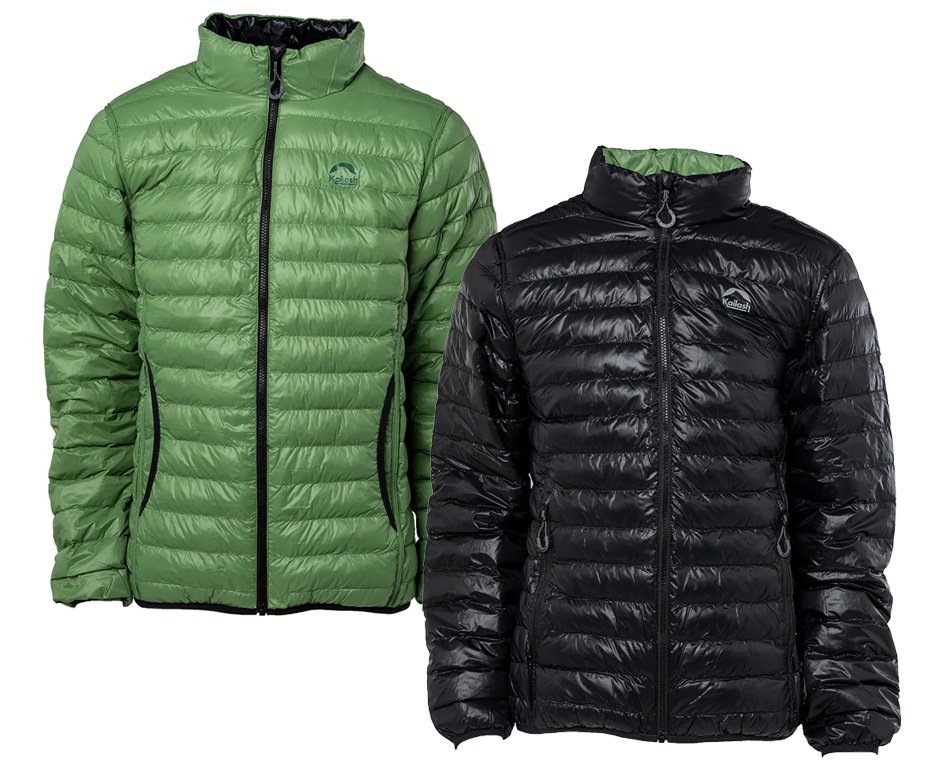 Jaqueta Puffer Kailash Dupla Face Pluma Ganso Masculina Preto/Verde
