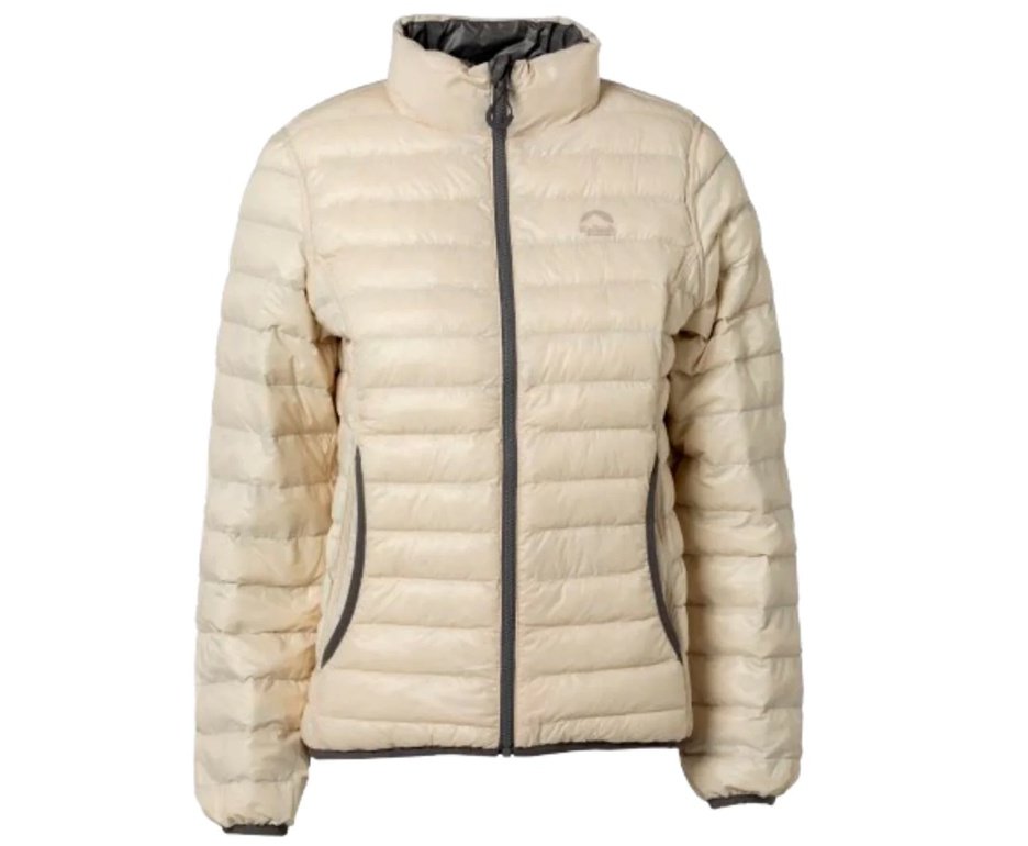 Jaqueta Kailash Puffer Dupla Face Pluma Ganso Feminina -  Chumbo/off White
