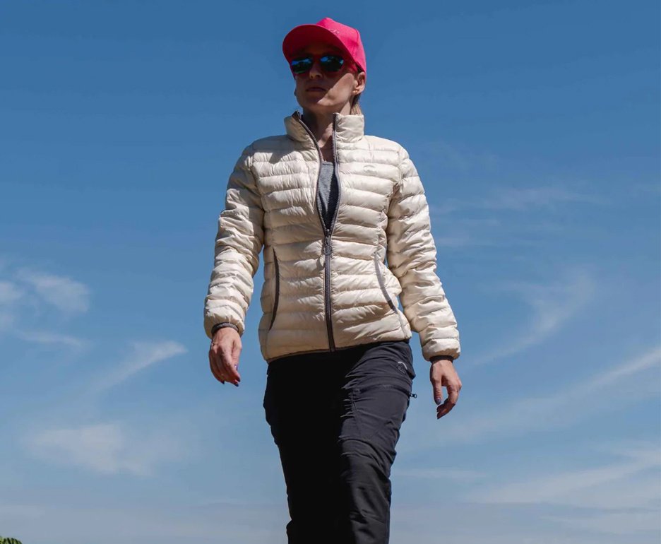 Jaqueta Kailash Puffer Dupla Face Pluma Ganso Feminina -  Chumbo/off White