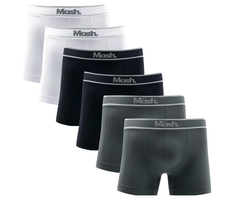 Kit Com 6 Cuecas Boxer Mash Microfibra Sem Costura Ref. 711.18
