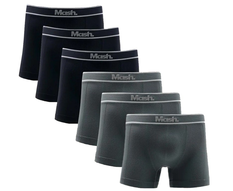 Kit Com 6 Cuecas Boxer Mash Microfibra Sem Costura PT/CZ Ref: 711.18