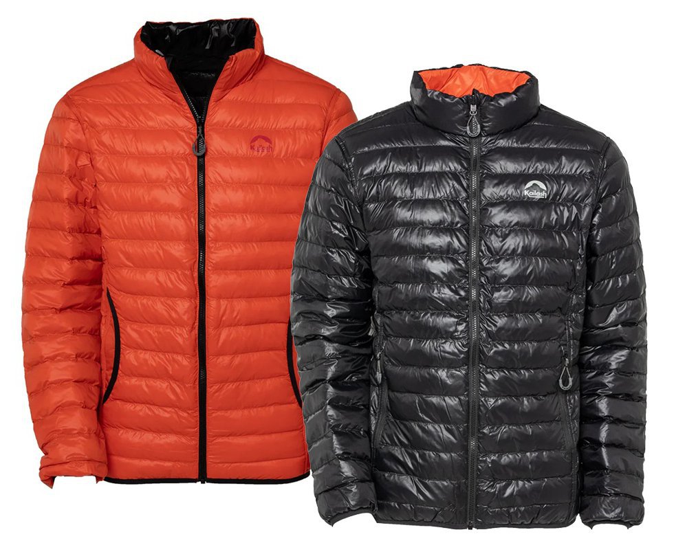 Jaqueta Kailash Puffer Dupla Face Pluma Ganso Feminina Preto e Laranja Escuro