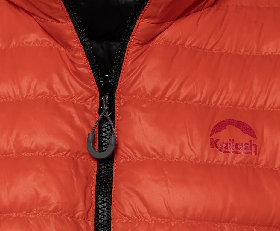 Jaqueta Kailash Puffer Dupla Face Pluma Ganso Feminina Preto e Laranja Escuro