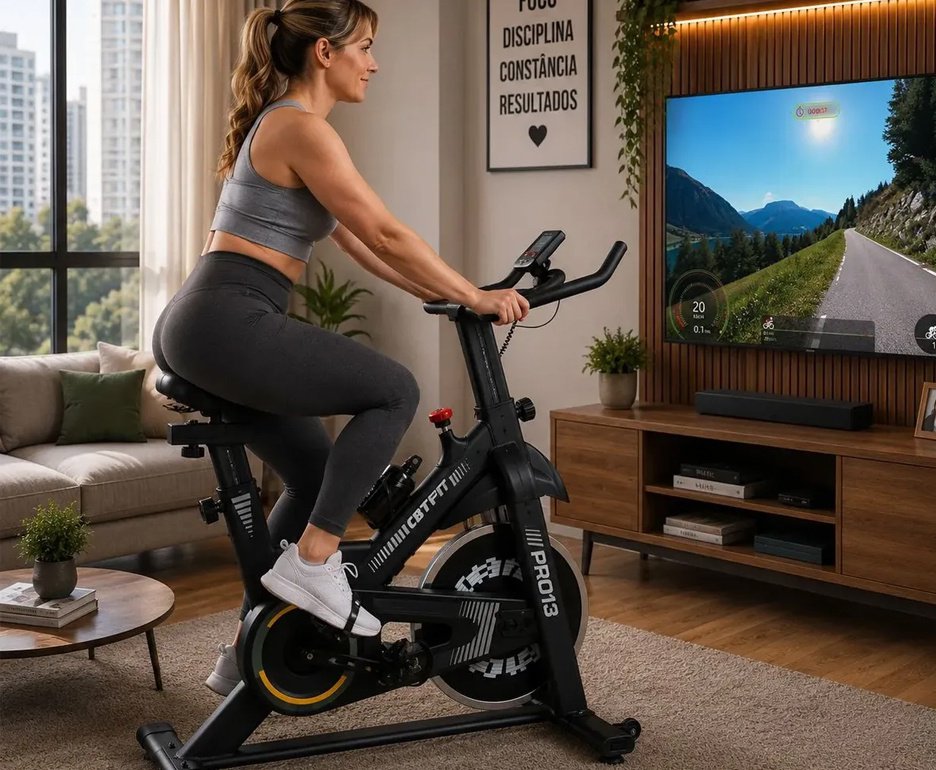 Bicicleta Ergométrica Para Spinning CBTFIT PRO 13 Roda De Inércia 13kg