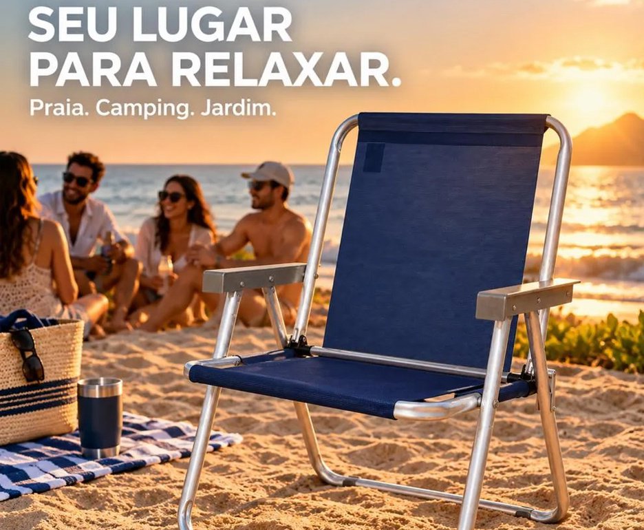 Cadeira Zaka Max Braço Alumínio -  Marinho