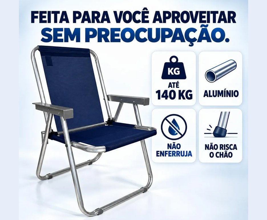 Cadeira Zaka Max Braço Alumínio -  Marinho