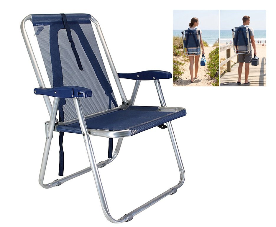 Cadeira Zaka Plus Mochila Alumínio Capacidade 100kg - Azul Marinho