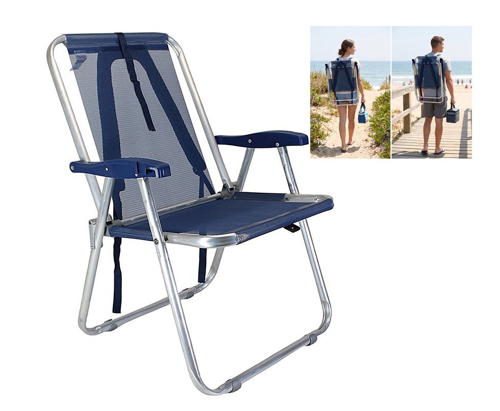 Cadeira Zaka Plus Mochila Alumínio Capacidade 100kg - Azul Marinho