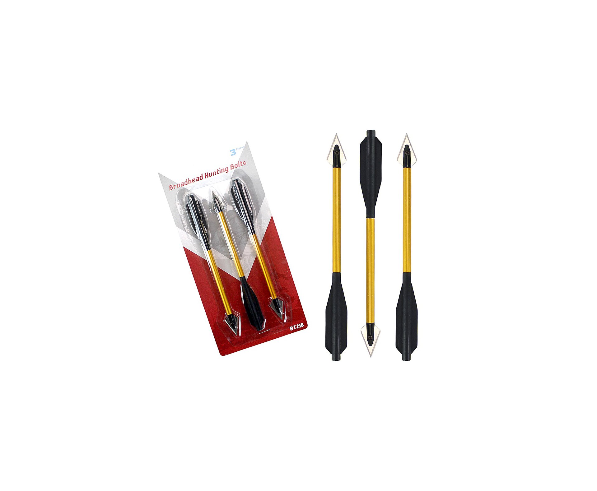 Kit com 3 Setas/Flecha de caça Alumínio para Besta / Balestra - Ponteira metal - 6,5" - Man Kung