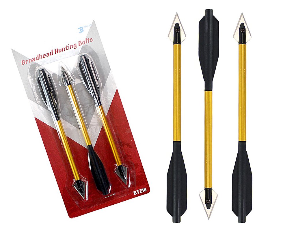 Kit com 3 Setas/Flecha de caça Alumínio para Besta / Balestra - Ponteira metal - 6,5" - Man Kung
