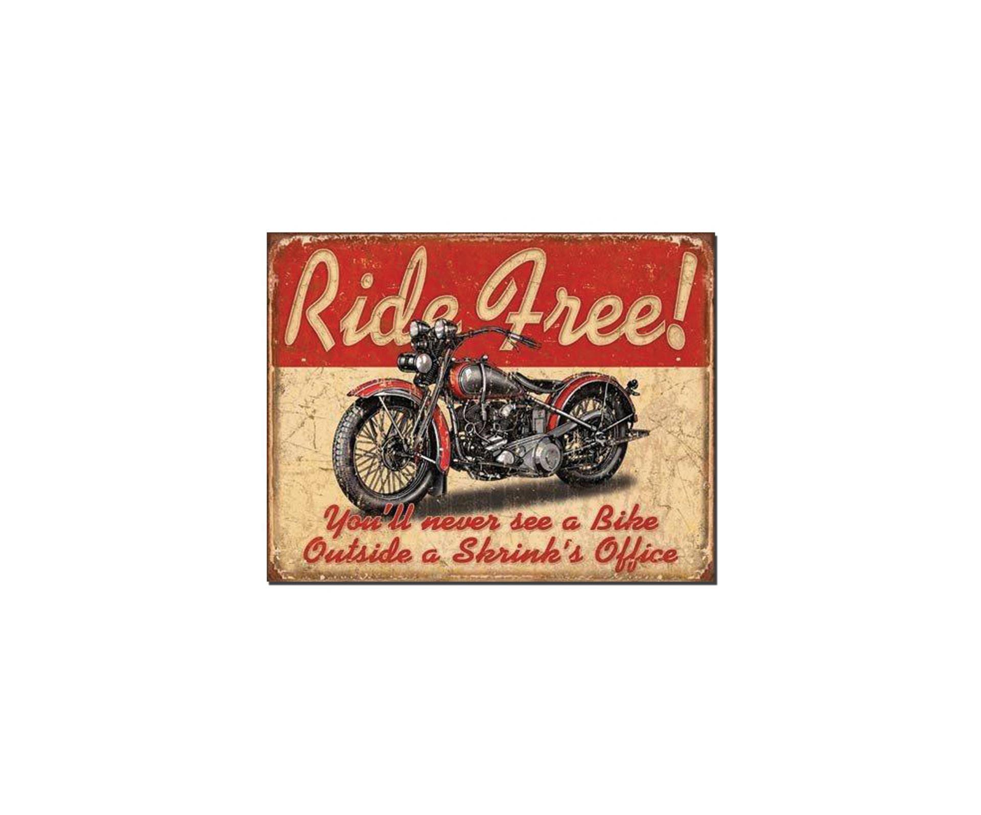 Placa Metálica Decorativa Ride Free - Rossi