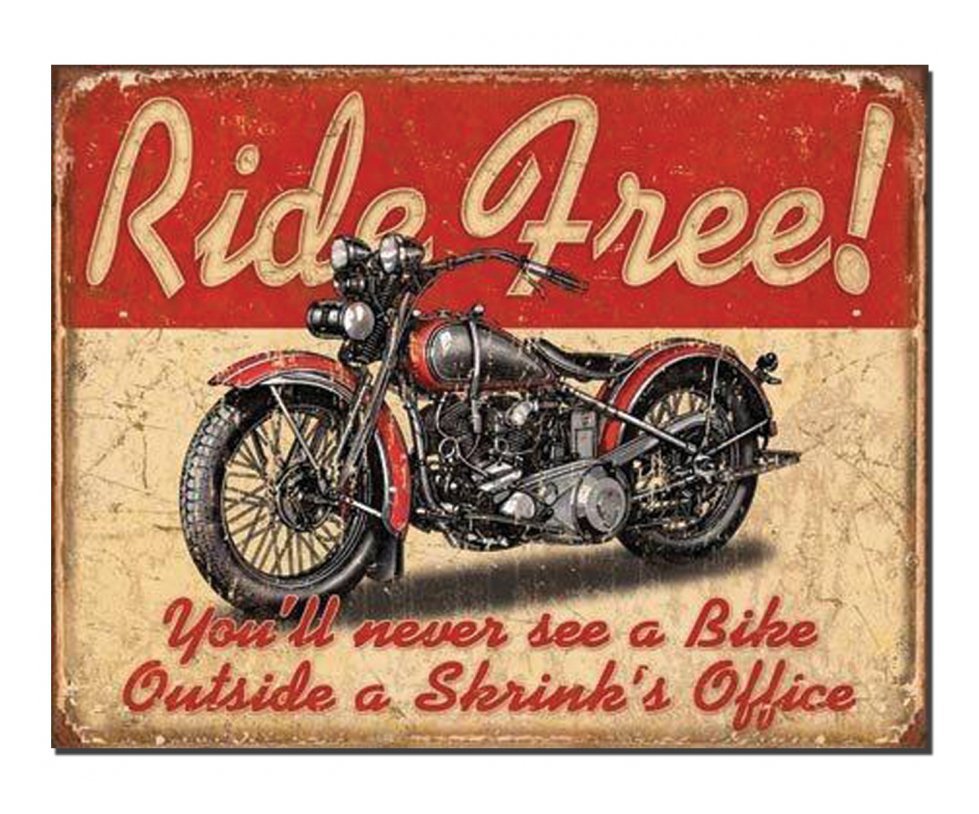 Placa Metálica Decorativa Ride Free - Rossi