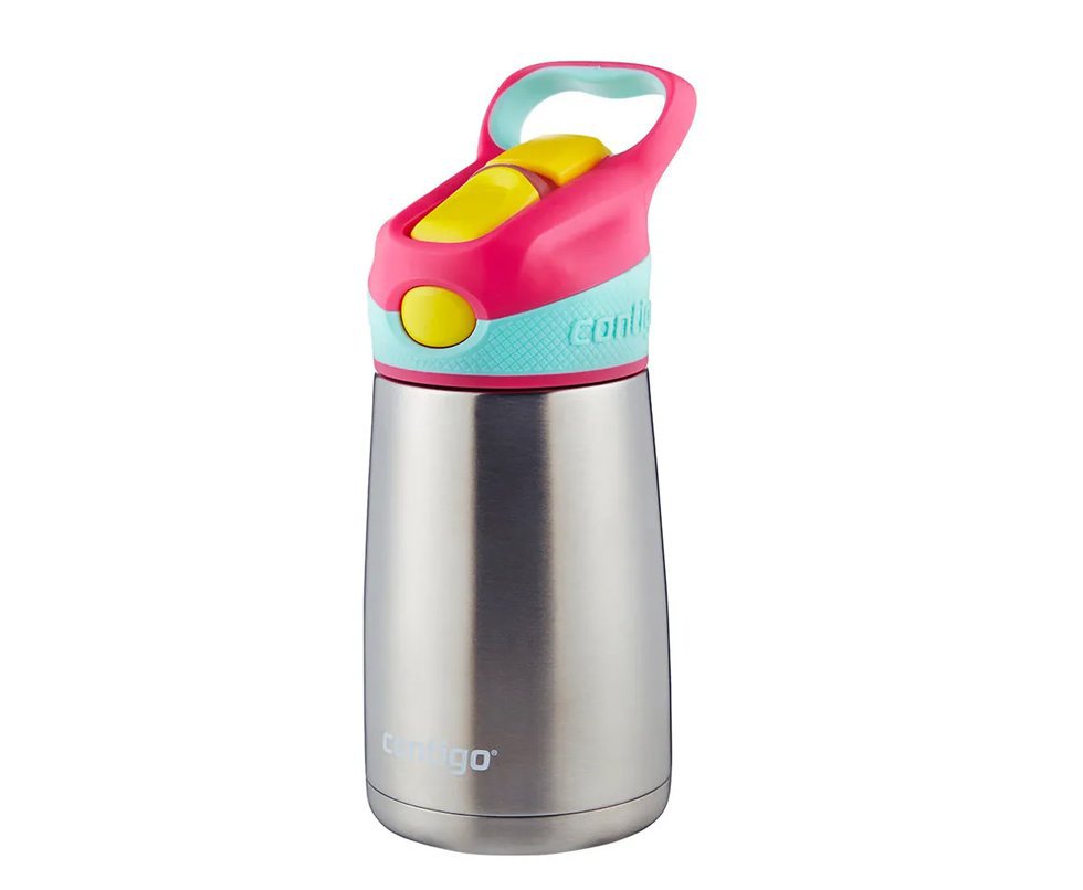 Squeeze Contigo Infantil Canudo Autospout Aço Inox Rosa 295ml
