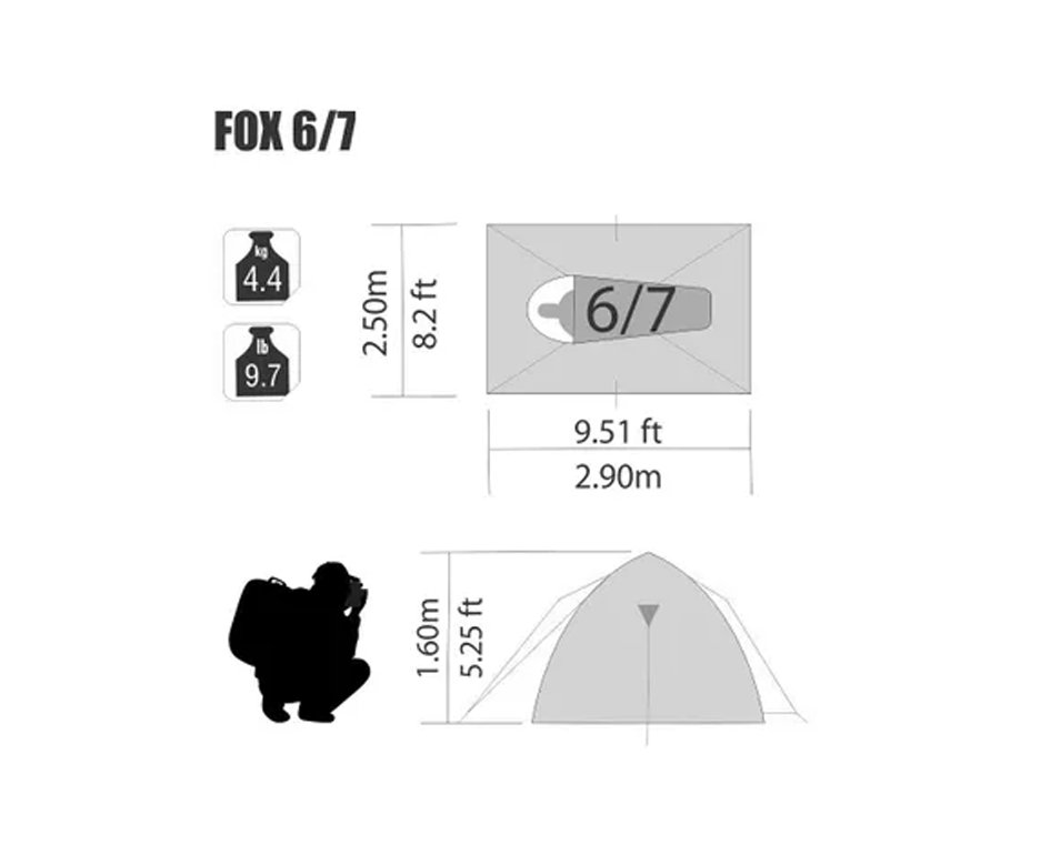 Barraca Para Camping Fox 6/7 Ntk Até 7 Pessoas Com 1800 Mm De Coluna D’água Fácil De Armar