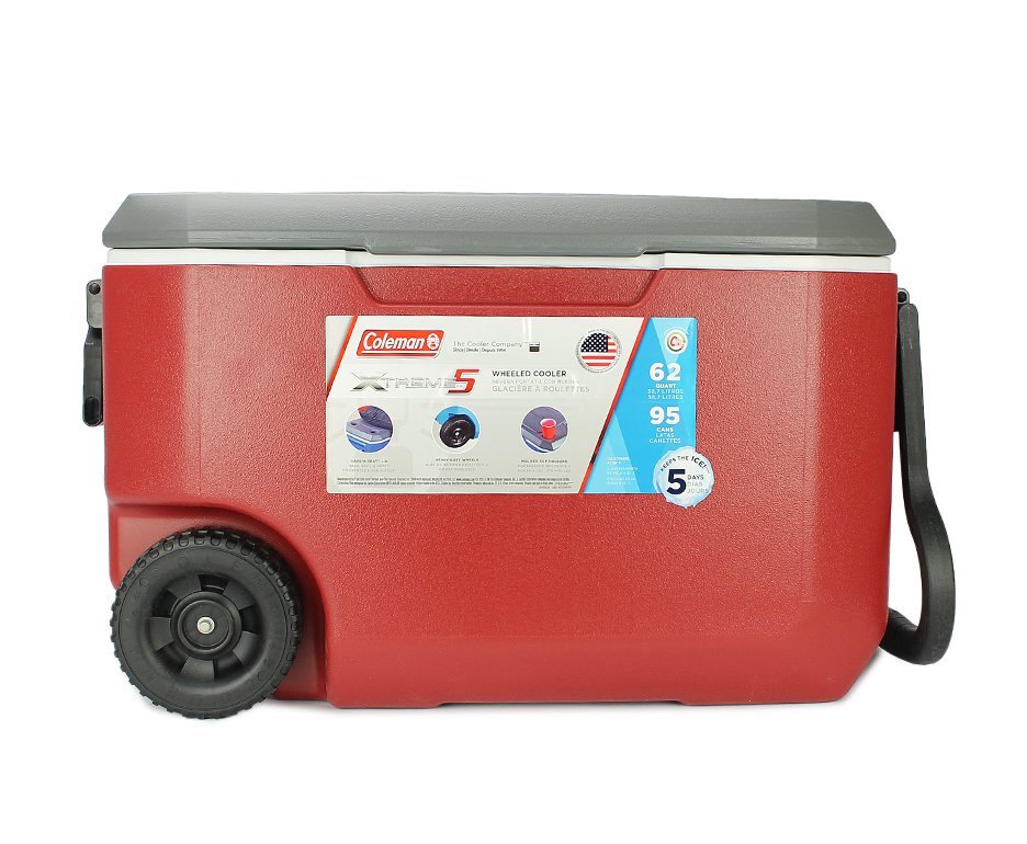 Caixa Térmica Coleman 62qt/58l Xtreme 5 Wheeled Cooler Vermelha Com Rodas