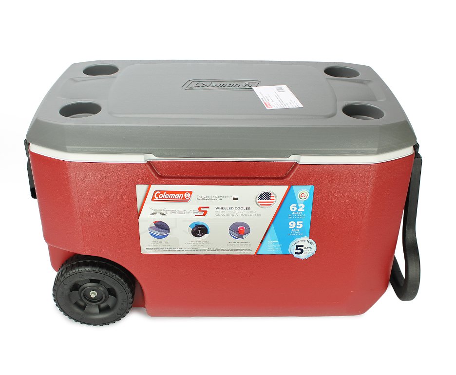Caixa Térmica Coleman 62qt/58l Xtreme 5 Wheeled Cooler Vermelha Com Rodas