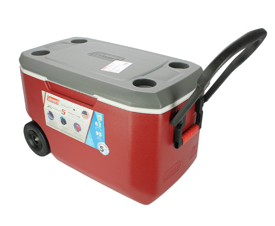 Caixa Térmica Coleman 62qt/58l Xtreme 5 Wheeled Cooler Vermelha Com Rodas