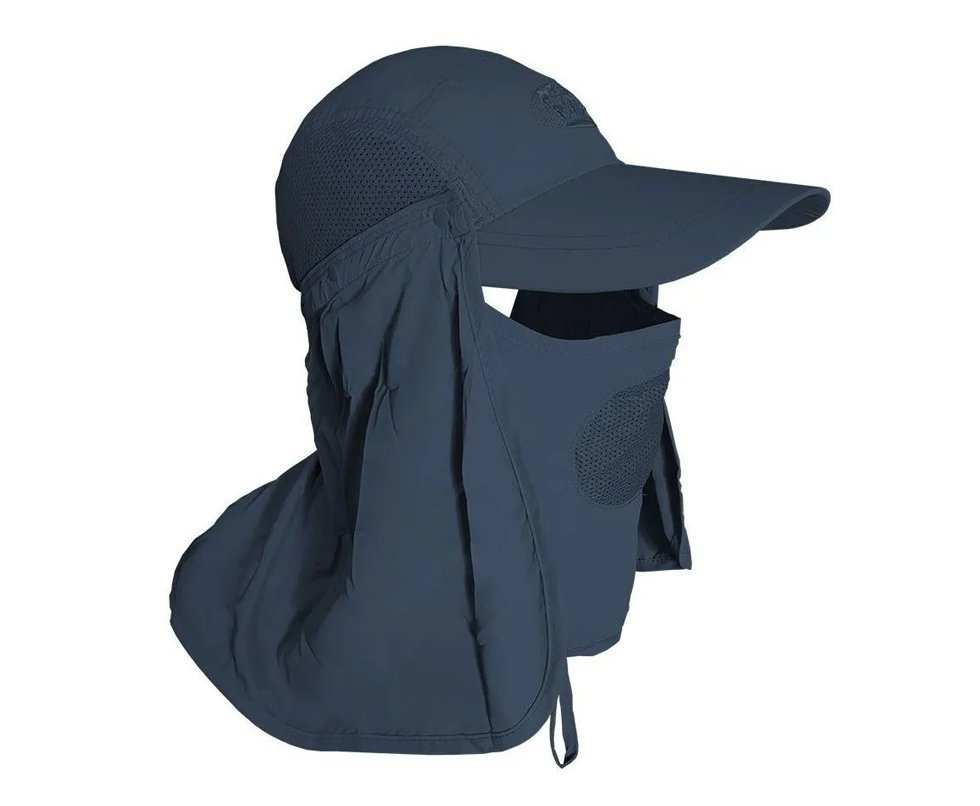 Boné Com Proteção De Pescoço E Rosto Azul Escuro Uv - Albatroz
