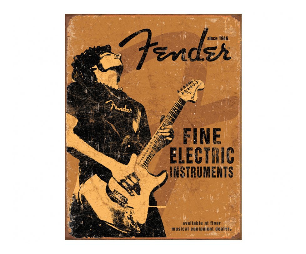 Placa Metálica Decorativa Fender Fine - Rossi