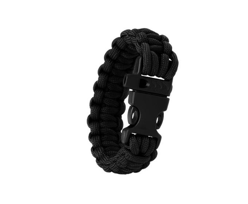 Pulseira Paracord Survival Preta 20 Cm - Guepardo
