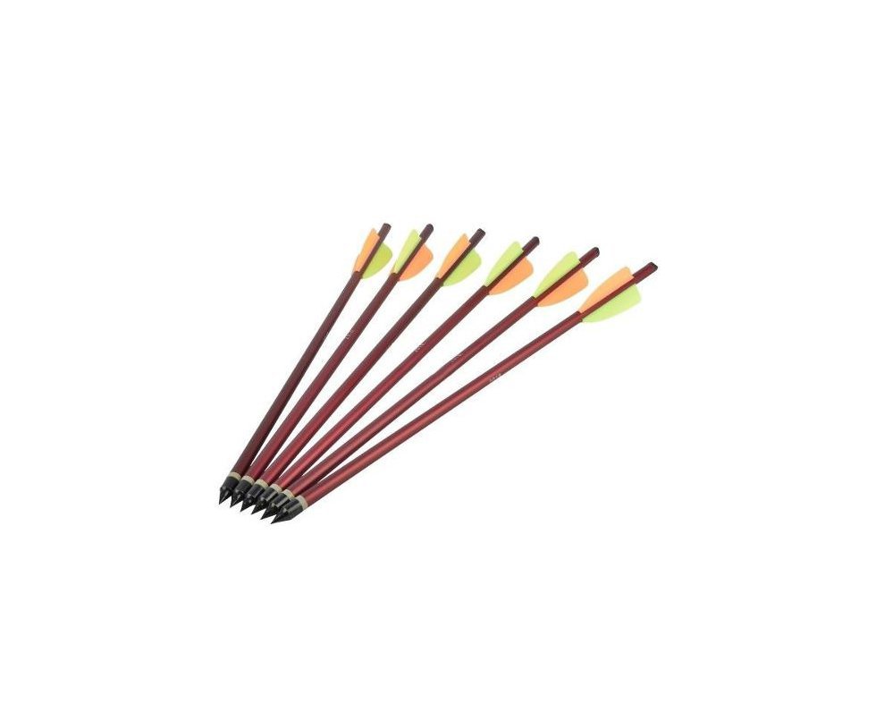 Kit Com 06 Flechas De Alumínio 16" Para Besta - Vermelha / Preta