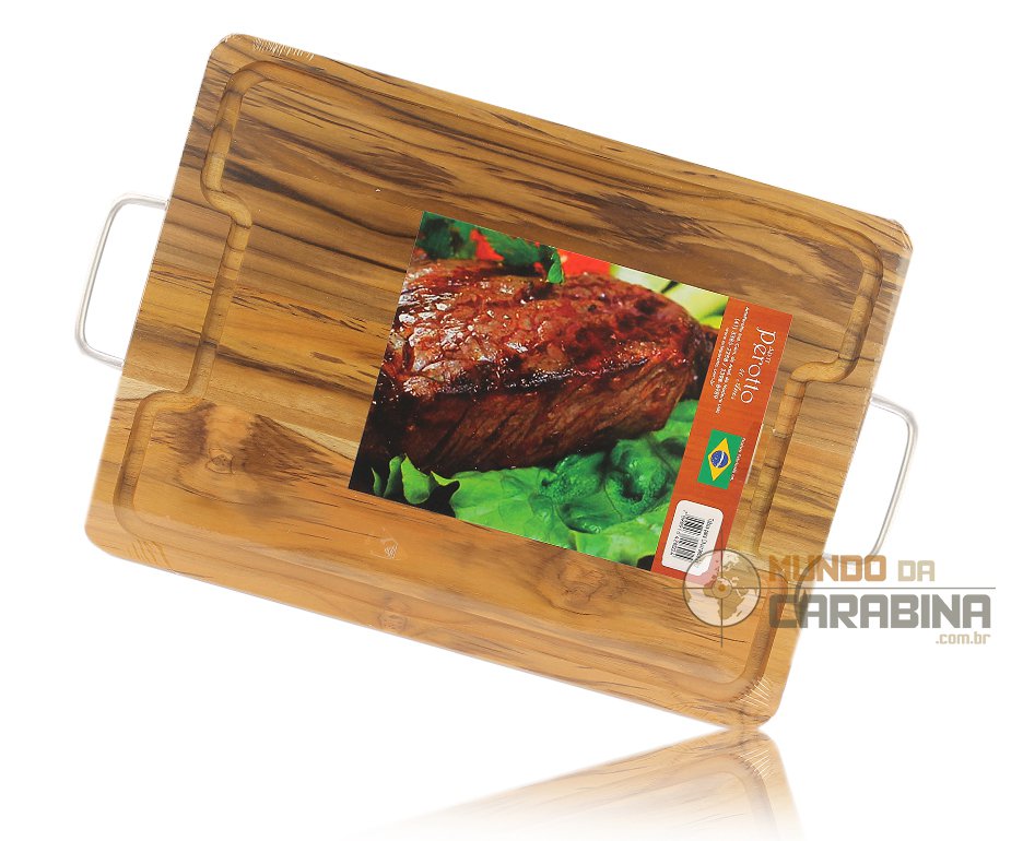 Tábua Para Churrasco Com Alças Metálicas 38,5 X 28,5 X 1,7cm