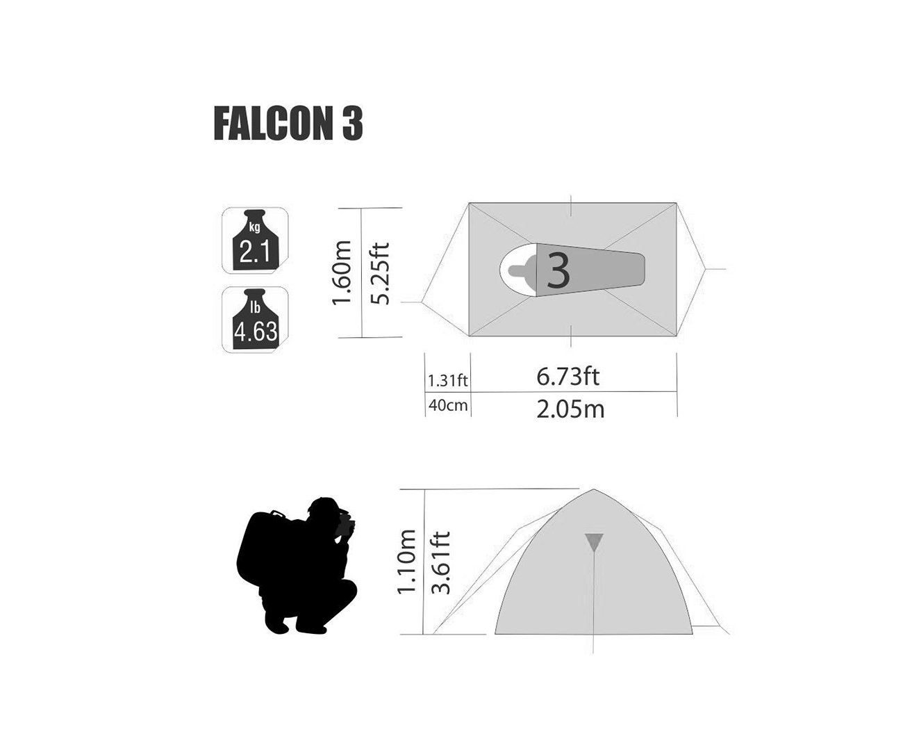Barraca Iglu Falcon 3 Pessoas Com Sobreteto - Nautika
