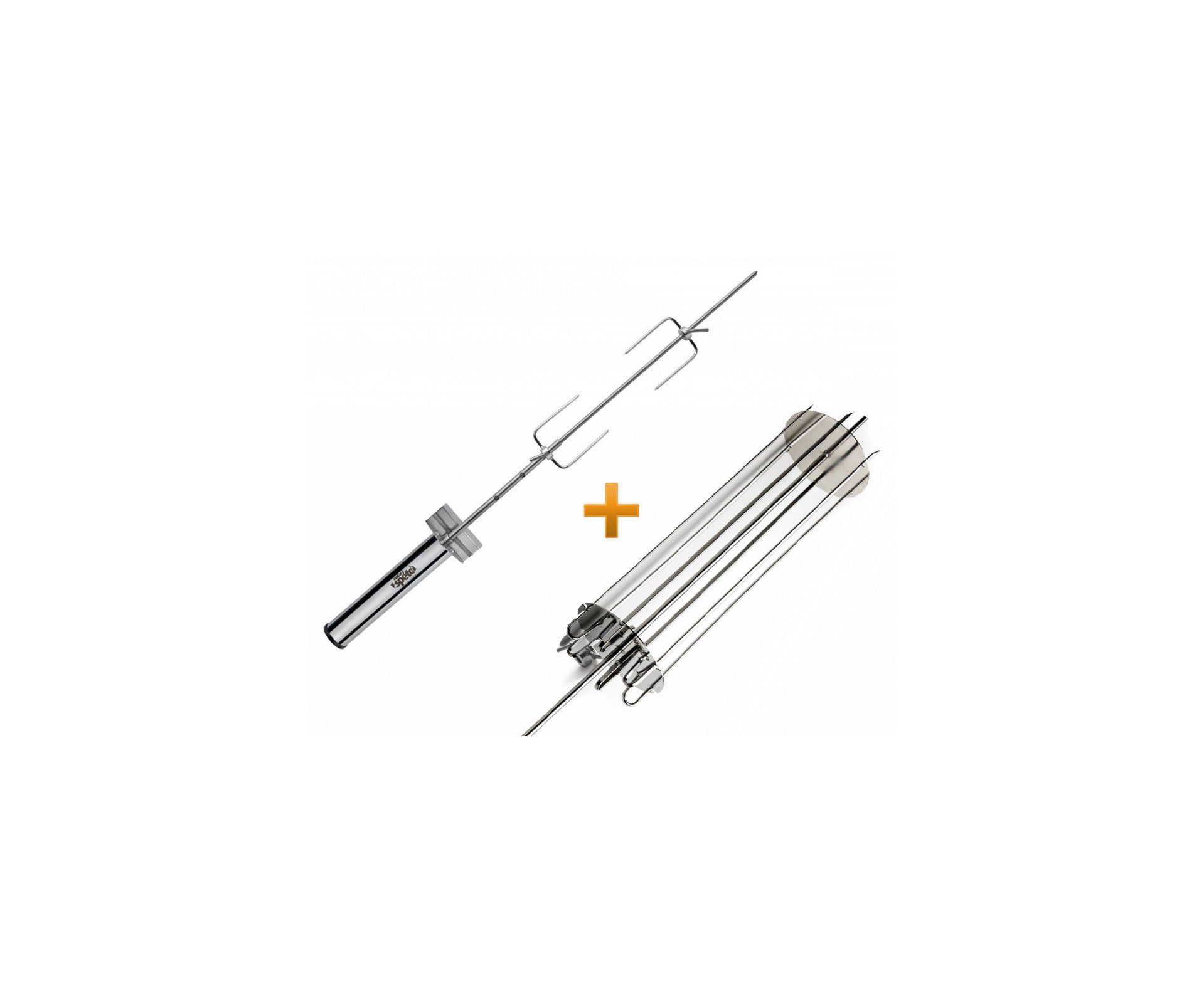 Espeto Giratorio Inox + Carrossel Inox + Pilha - Rotary