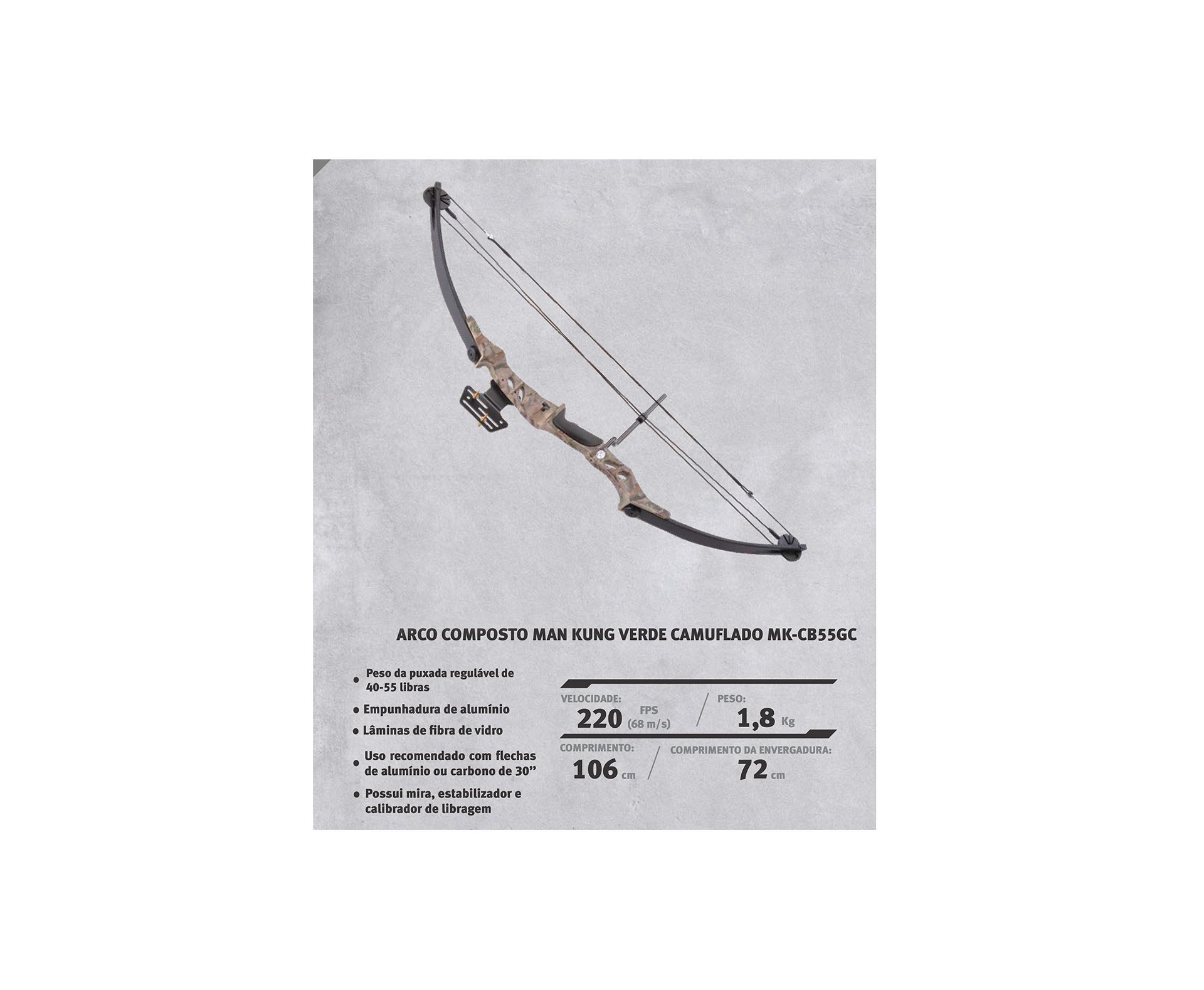 Arco Composto 55 Lbs Mk-cb55gc - Camuflado - Man Kung