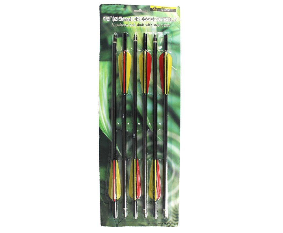 Kit 6 Setas Flechas De Alumínio Para Besta / Balestra Ponteira Rosqueável - 16" BLACK - Man Kung