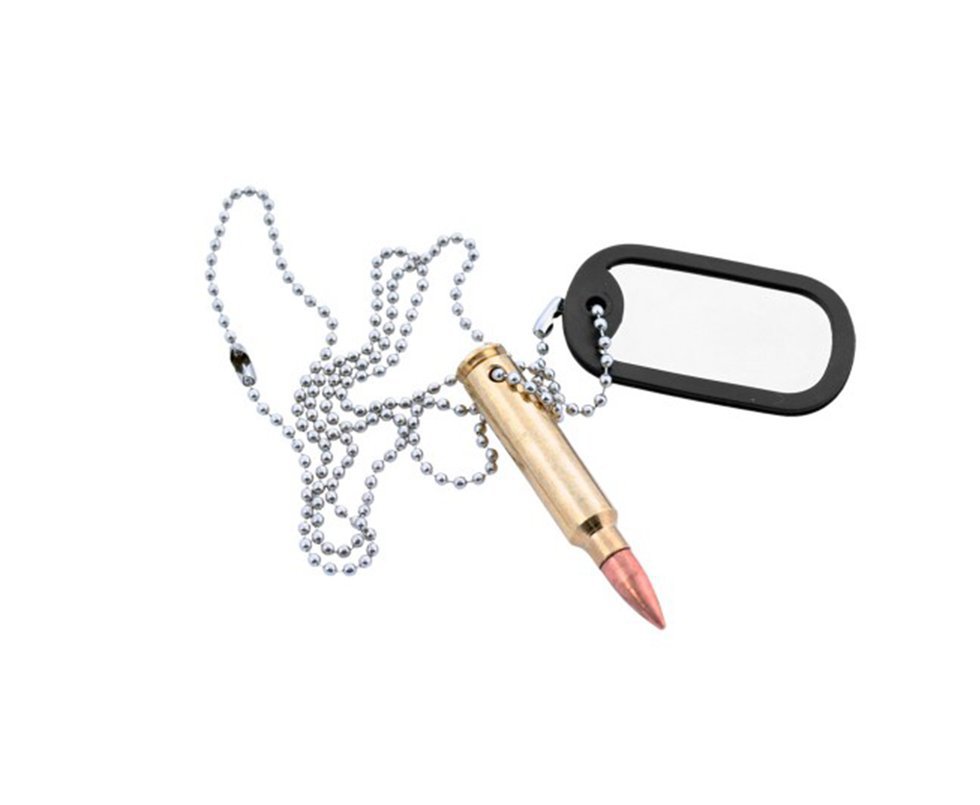 Plaqueta De Identificação Com Projetil Dourado - Bravo