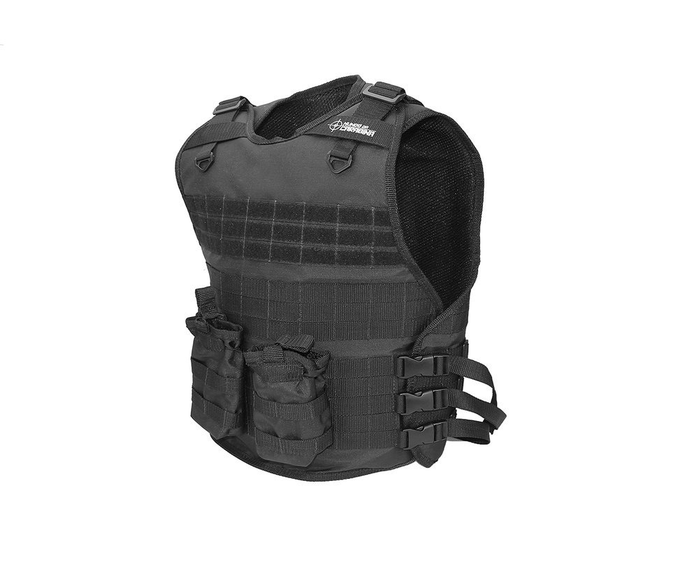 Colete Tático Modular Molle Preto Com 02 Porta Carregador - Mundo Da Carabina