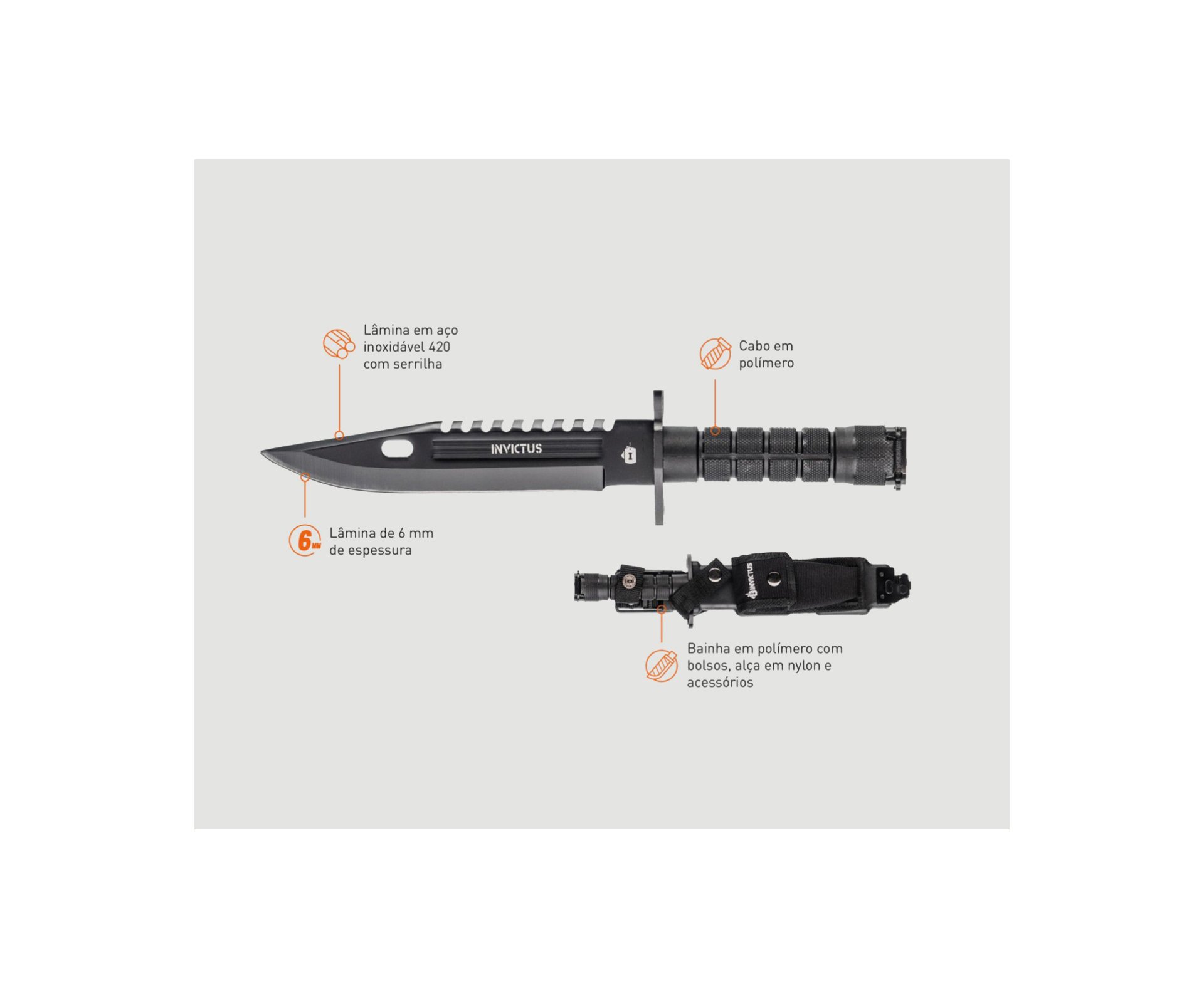 Faca Explorer Black - Invictus