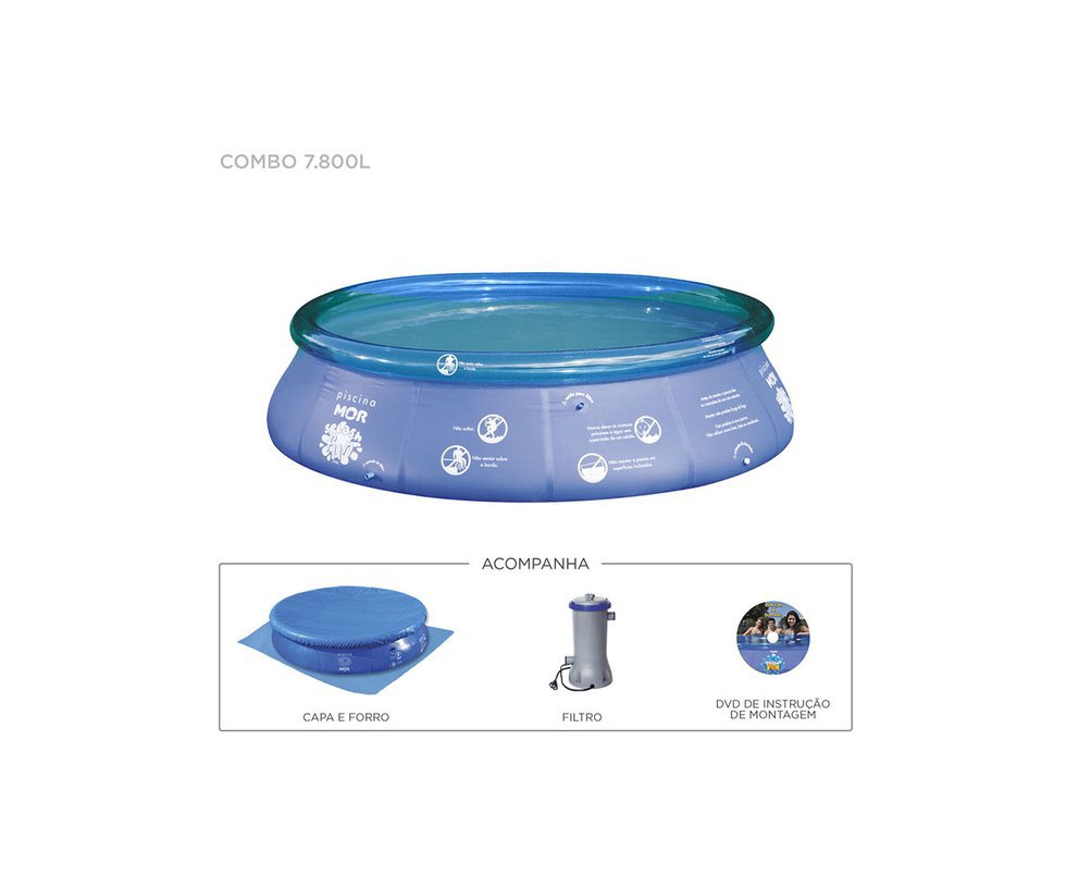 Piscina 7800l Inflavel Combo + Filtro 110v + Capa + Forro + Dvd - Mor
