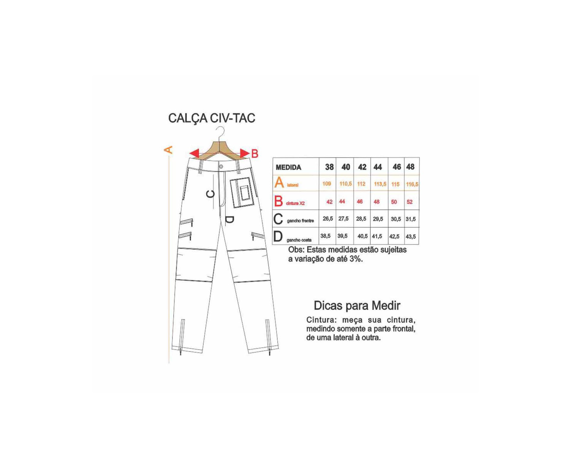 Calça Masculina Civ-tac 13-caqui - Treme Terra - 46