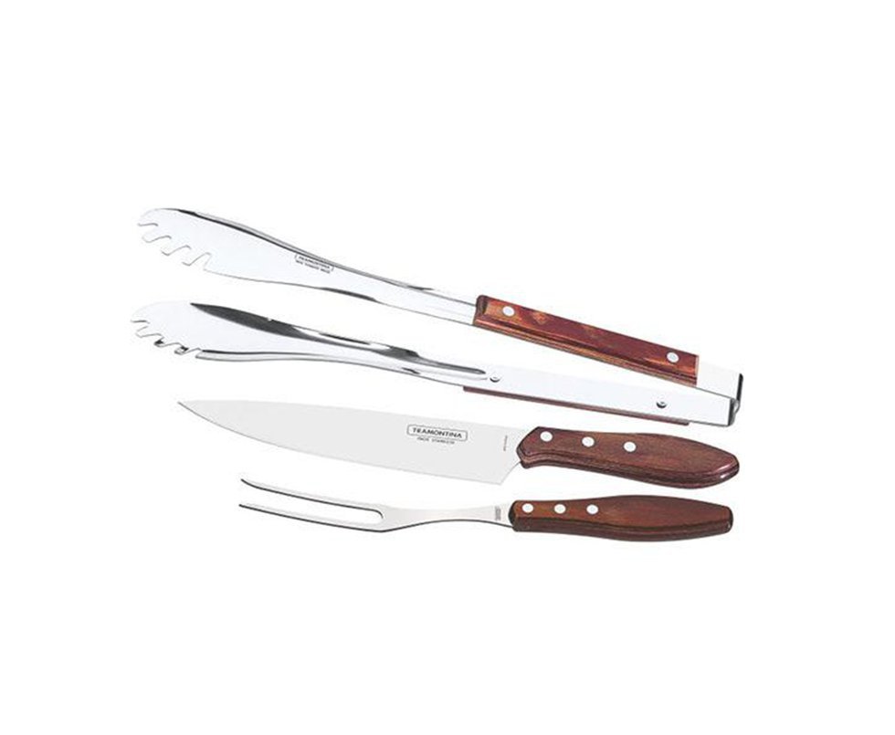 Jogo Para Churrasco Inox Tramontina 3 Pçs Polywood - Vermelho