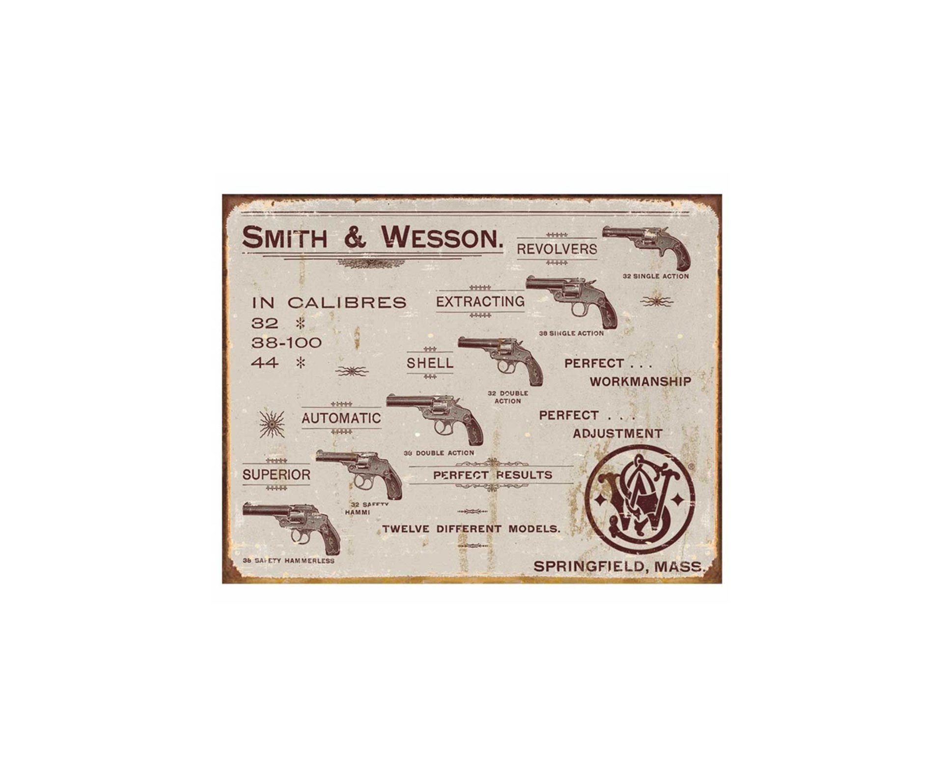 Placa Metálica Decorativa Smith & Wesson Revolver- Rossi
