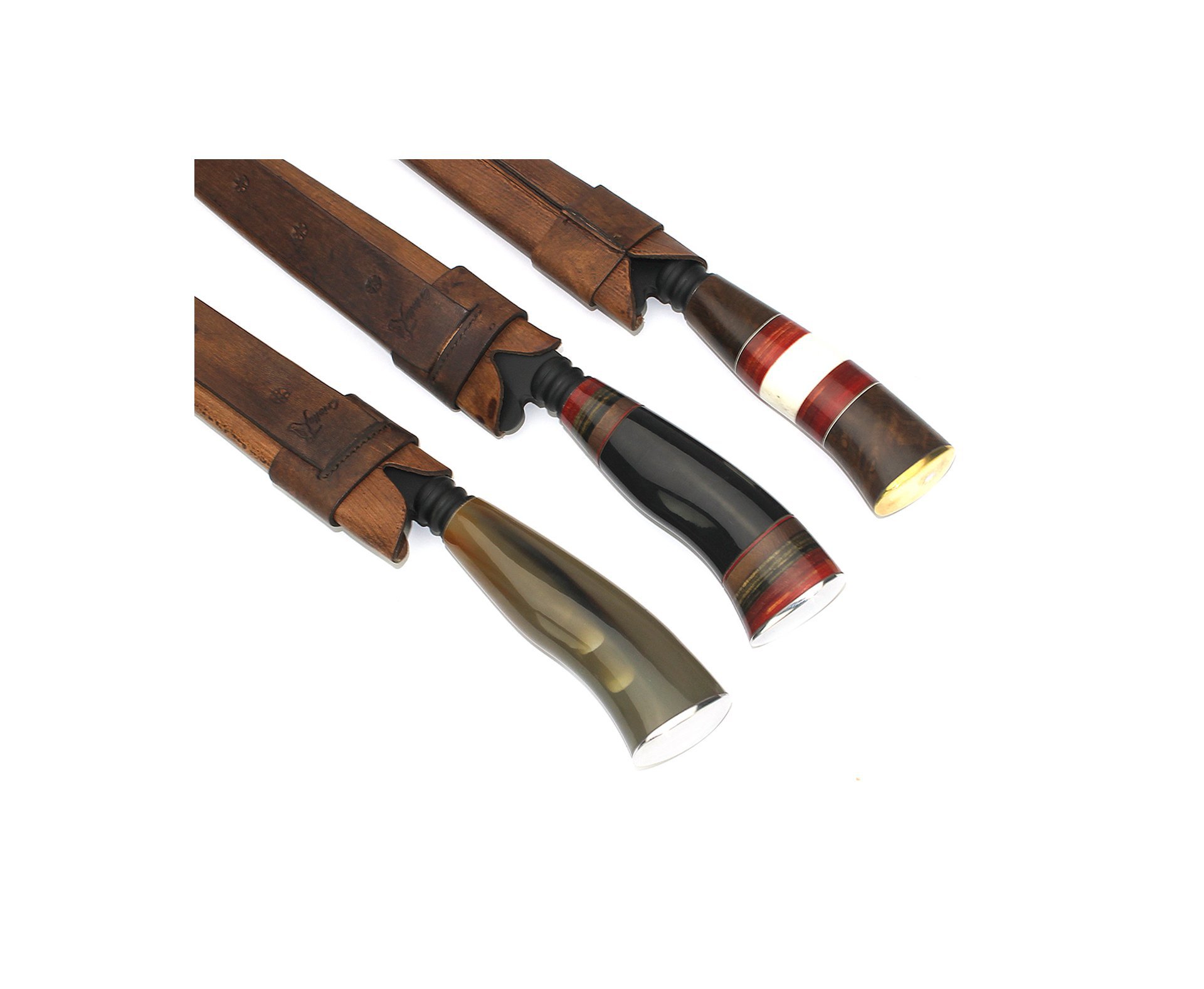 Faca Churrasco 8" Em Aço Carbono + Bainha Couro - Cabo De Madeira/chifre - Rodeio