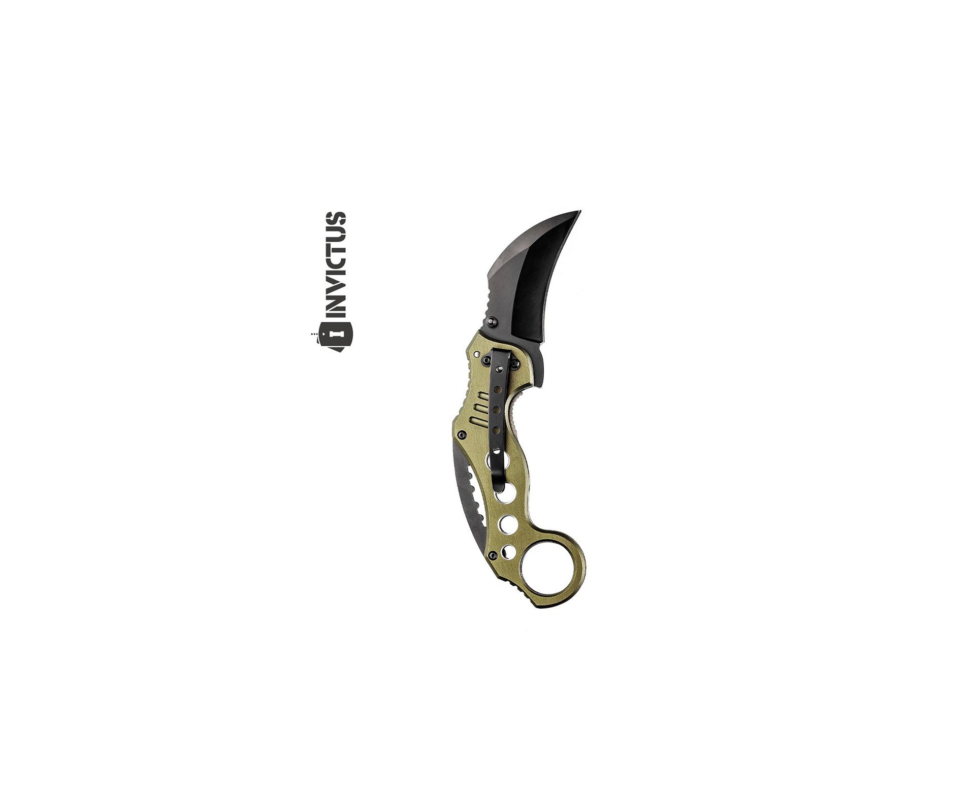 Canivete Tatico Invictus Shark Green Lamina Karambit
